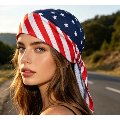 Breathable Headscarf with USA Flag Print