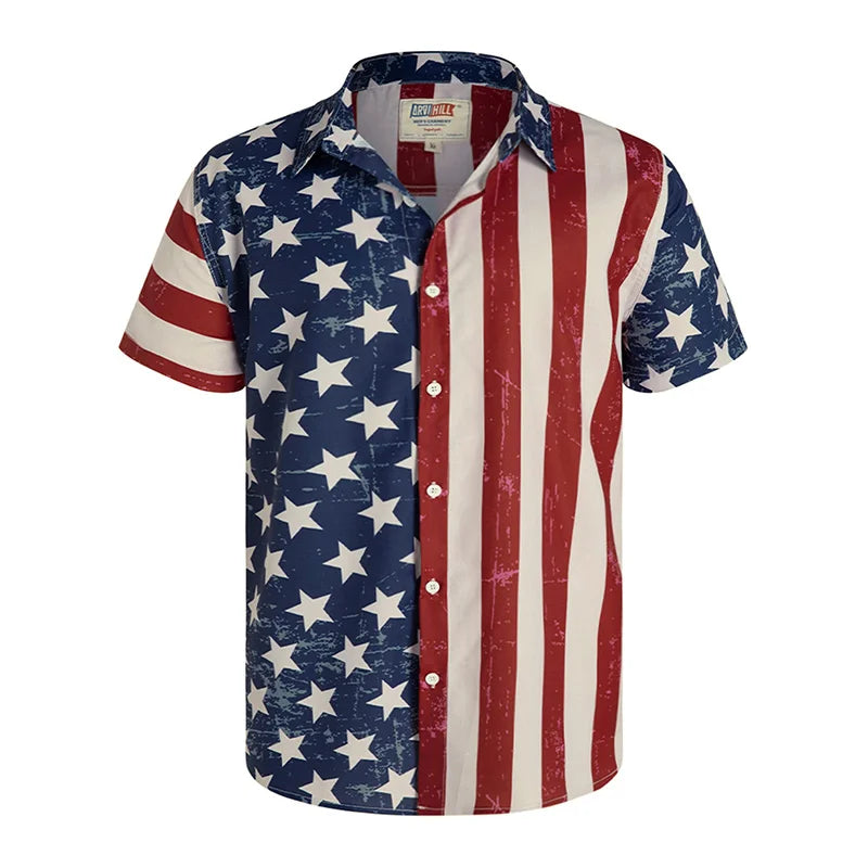 American flag shirts, Hawaiian style.