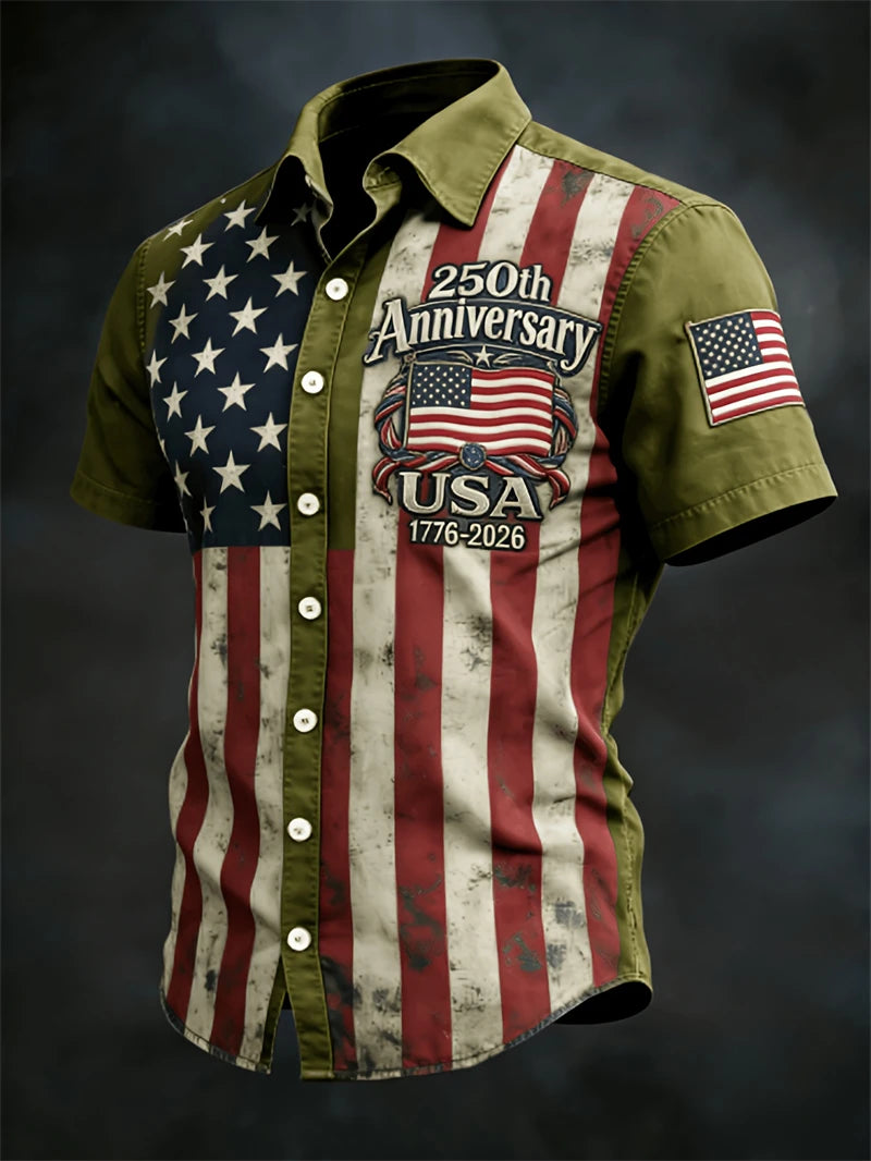 Men's Hawaiian Shirt Commemorating the 250th Anniversary of New America (1776-2026)