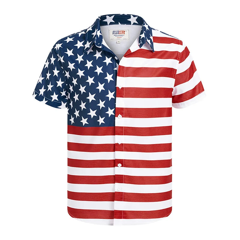 American flag shirts, Hawaiian style.