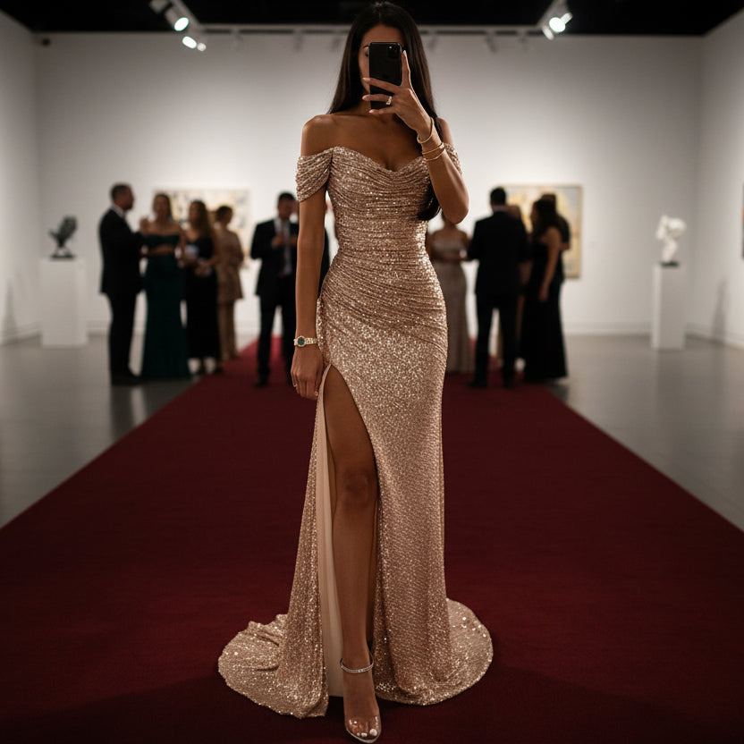 The Seraphina | Sculpted Satin Halter Gown