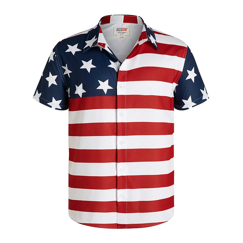 American flag shirts, Hawaiian style.