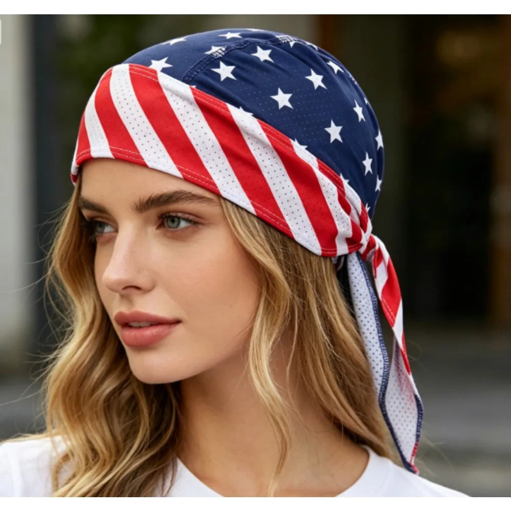 Breathable Headscarf with USA Flag Print